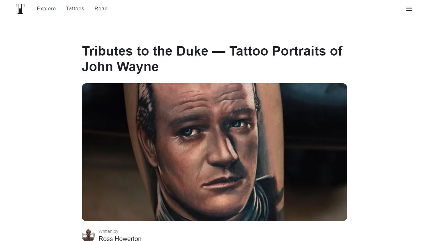 Tributes to the Duke — Tattoo Portraits of John Wayne